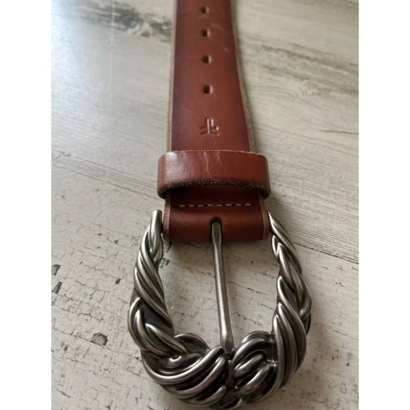 Frye DC1102 woman’s genuine leather belt with silver buckle - Picture 2 of 3